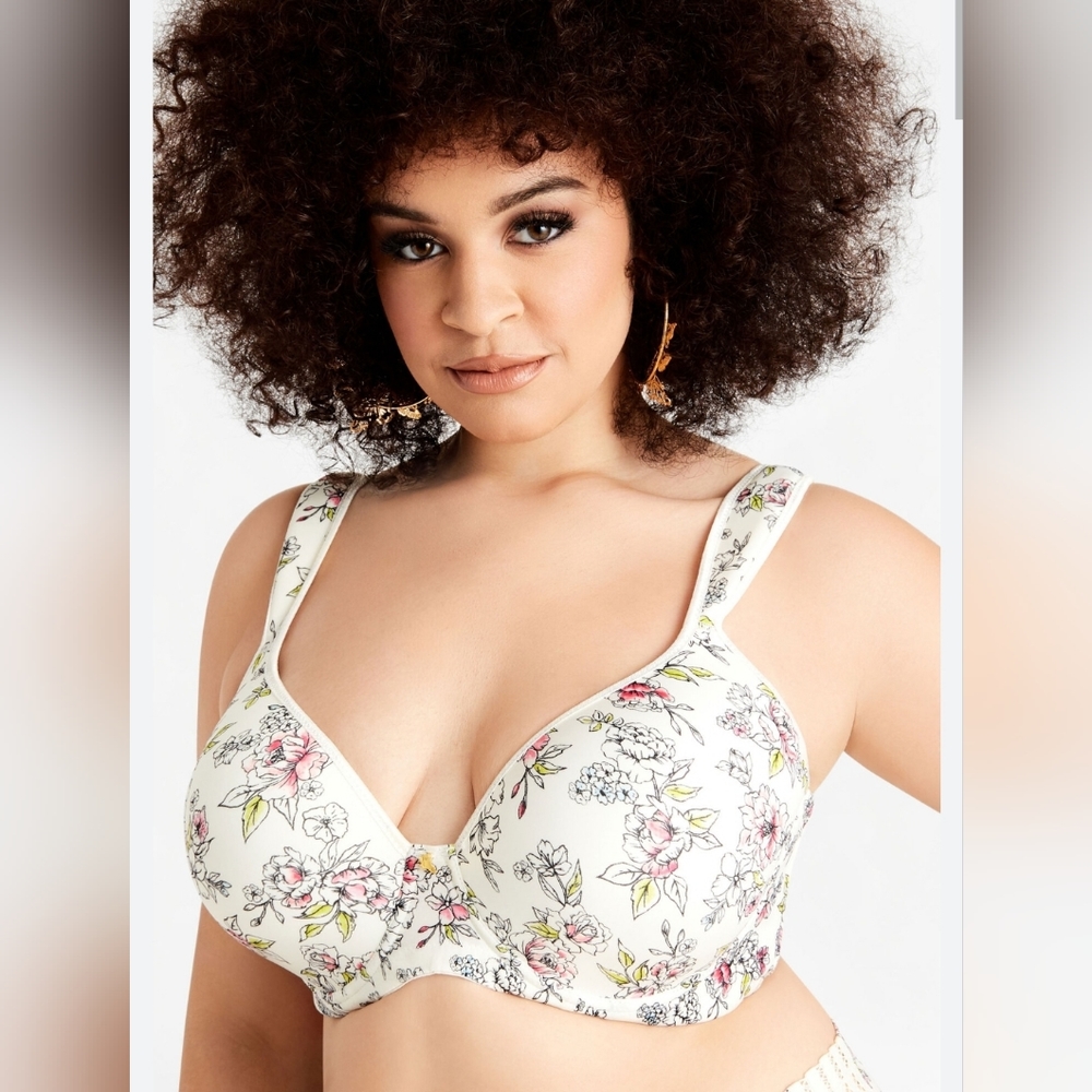 NEW Ashley Stewart Women's Floral Plunge Butterfly Bra Sz: 42H Multi